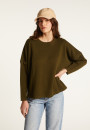 Pull ample col rond en laine mérinos - Guerande 7850 foret - 83 Kaki