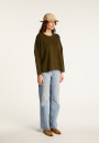 Pull ample col rond en laine mérinos - Guerande 7850 foret - 83 Kaki