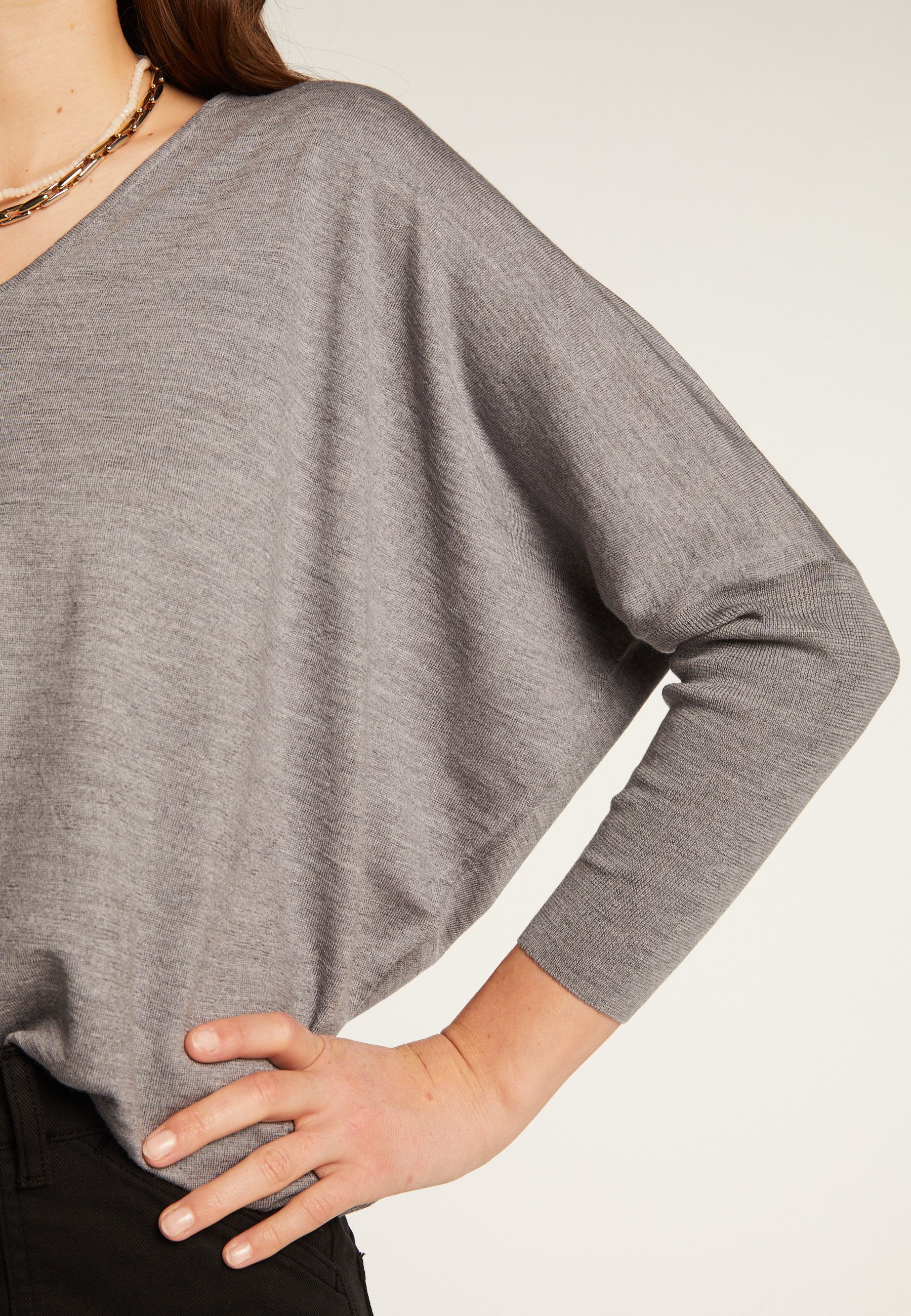 Pull col V en laine mérinos - Boxe