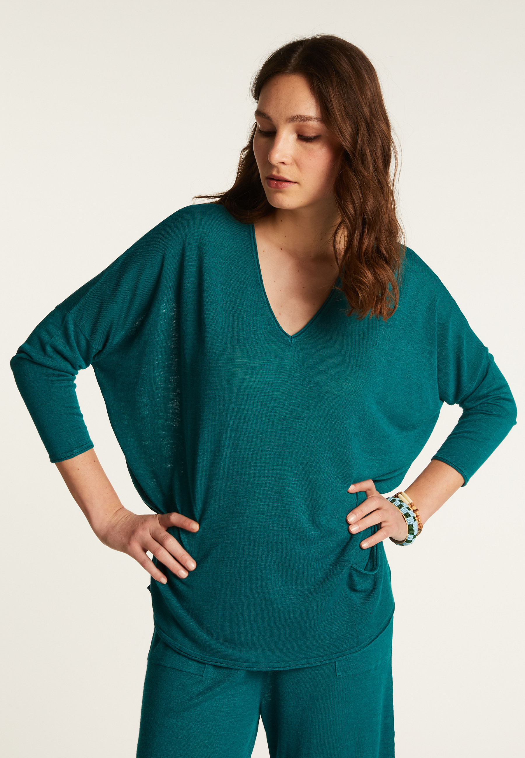 Pull manches chauve-souris en lin flammé - Balou