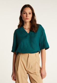 T-shirt col V en lin - Emma