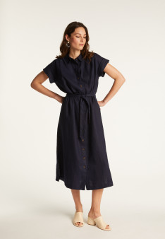 Long sleeve linen dress - Emy