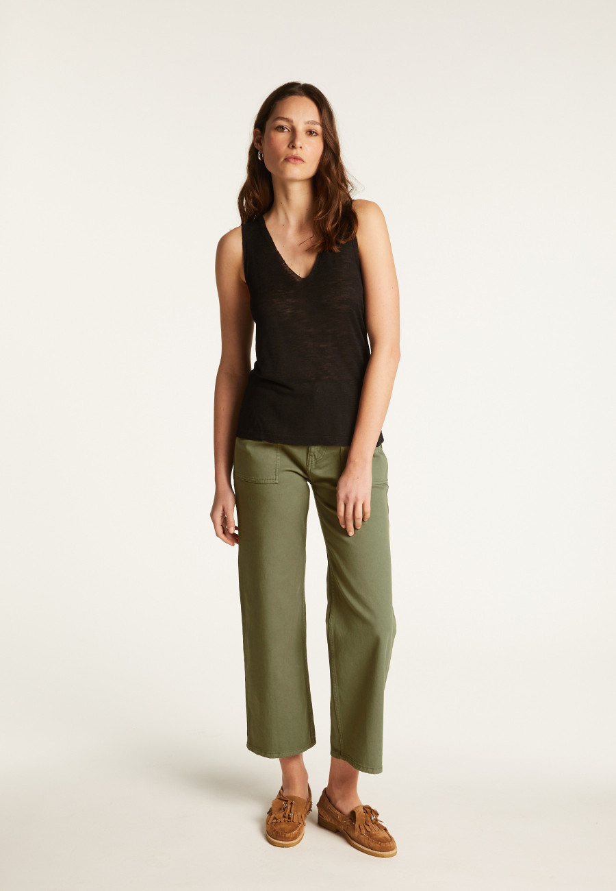 Slub linen V-neck tank top - Lalita