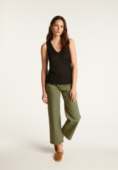 Slub linen V-neck tank top - Lalita