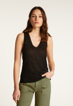 Slub linen V-neck tank top - Lalita