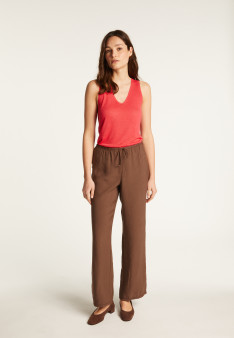 Slub linen V-neck tank top - Lalita