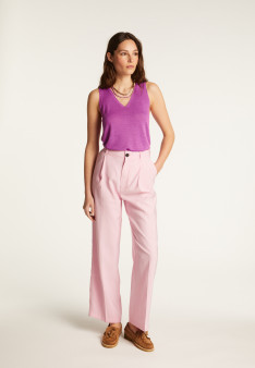 Slub linen V-neck tank top - Lalita