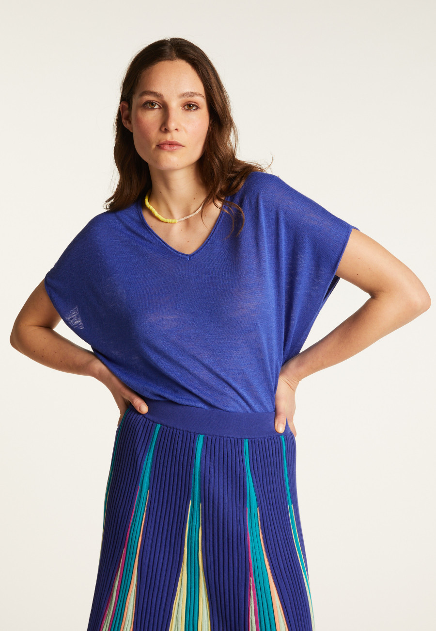 Slub linen V-neck T-shirt - Larra