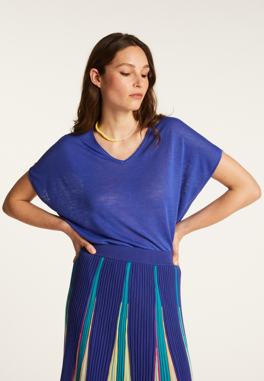 T-shirt col V en lin flammé - Larra