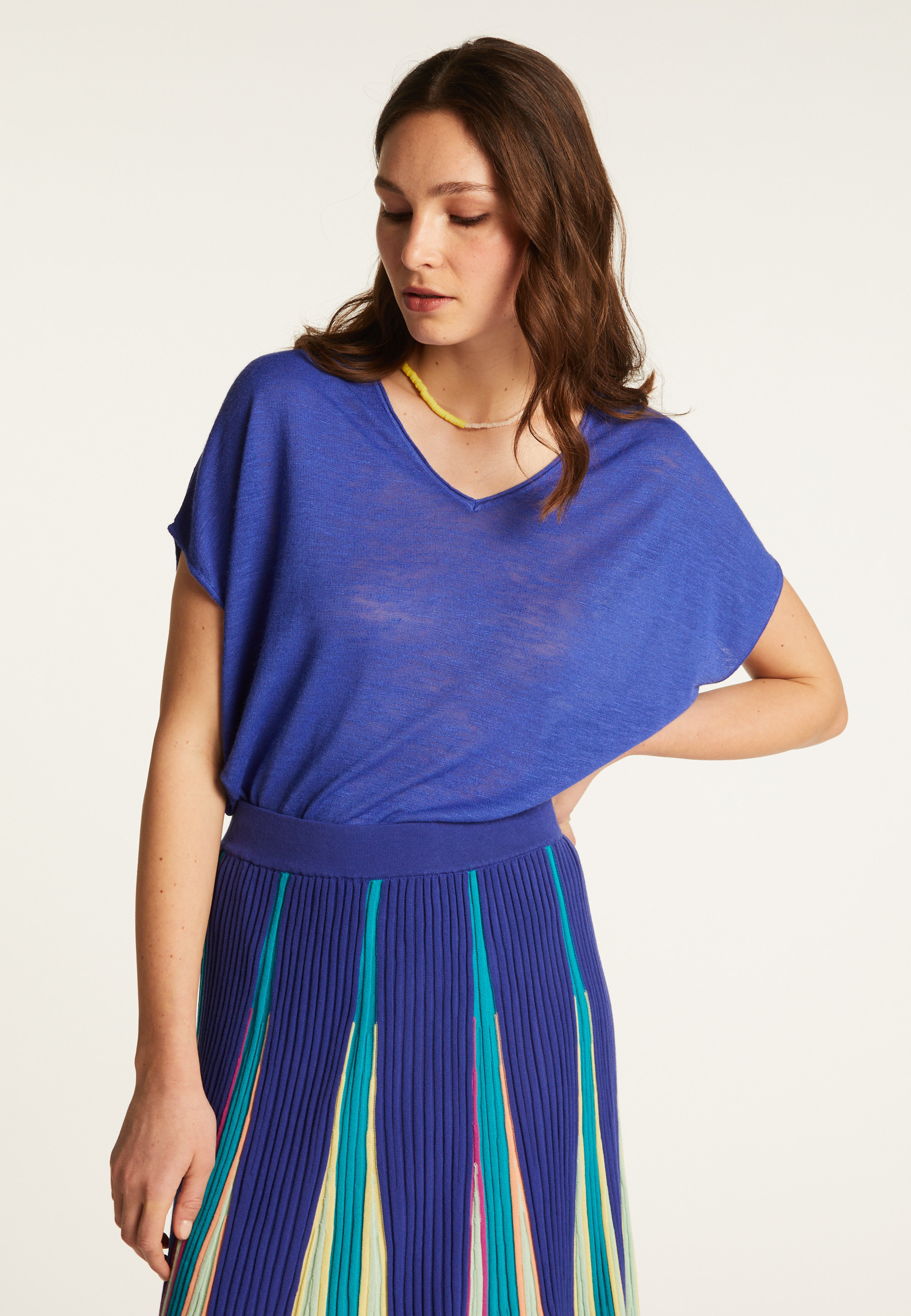 T-shirt col V en lin flammé - Larra