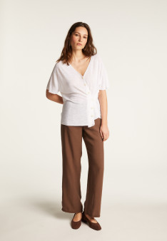 Flamed Linen Button T-Shirt - Lily