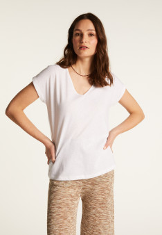 T-shirt col V en coton - Dasha