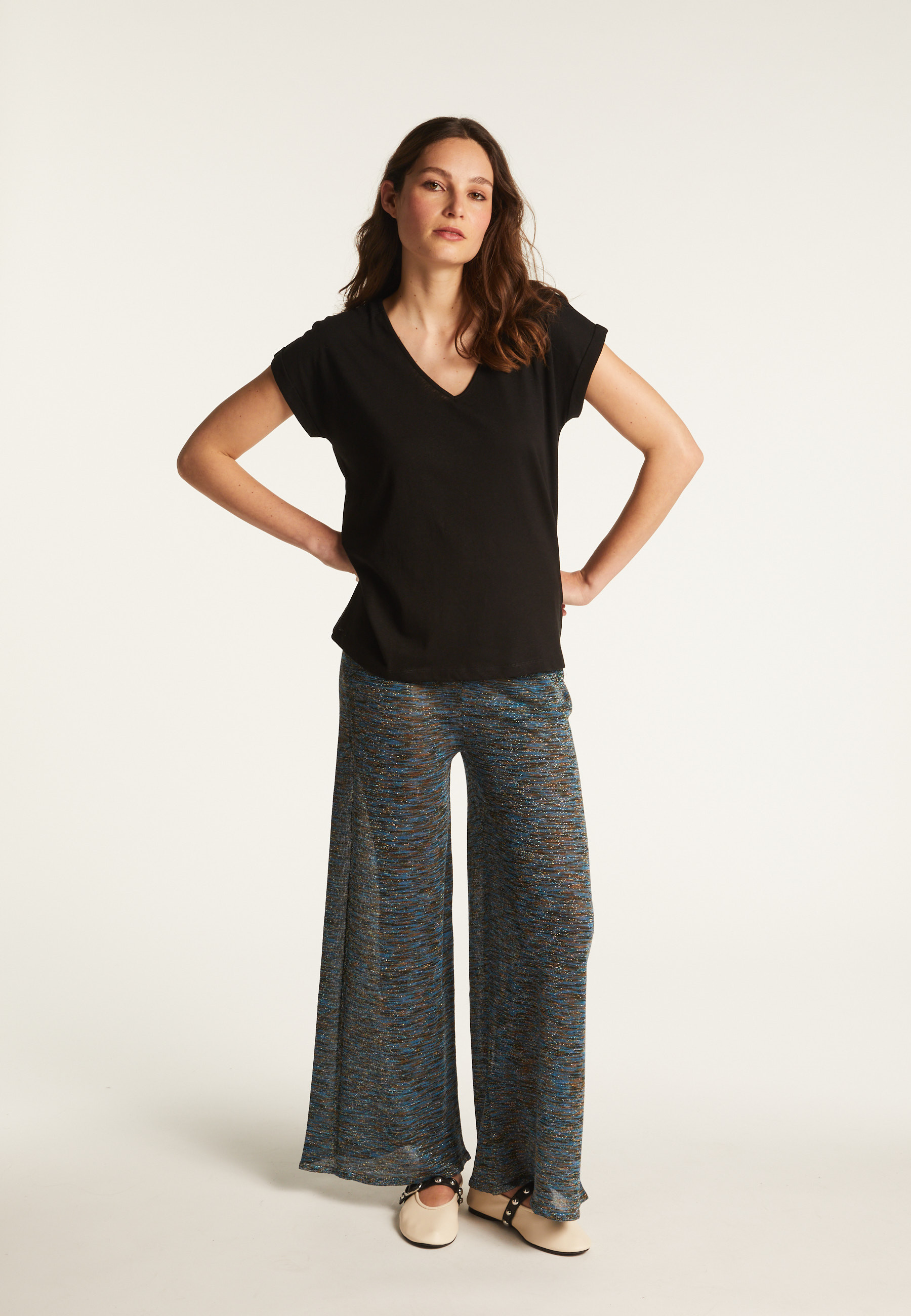 T-shirt col V en coton - Dasha