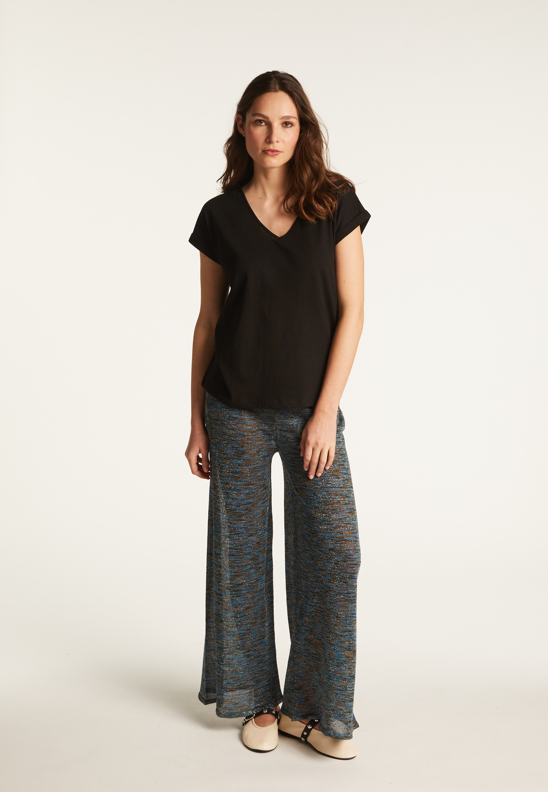 T-shirt col V en coton - Dasha