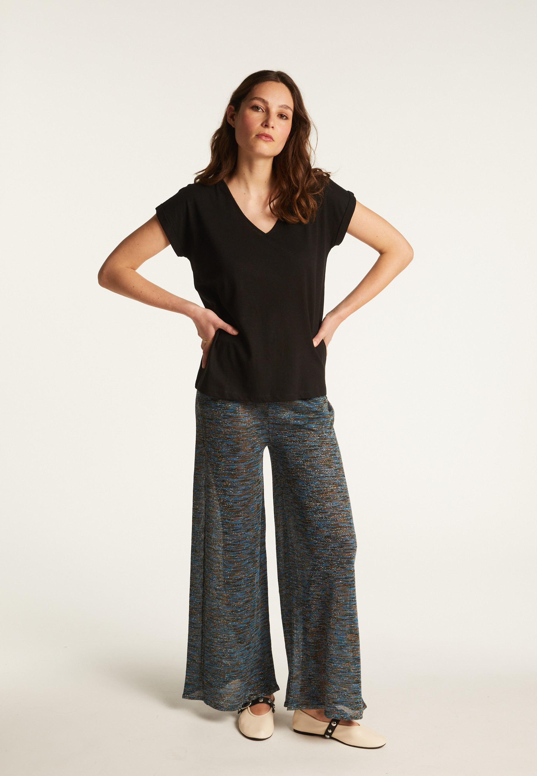T-shirt col V en coton - Dasha