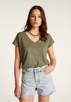 Cotton V-neck T-shirt - Dasha