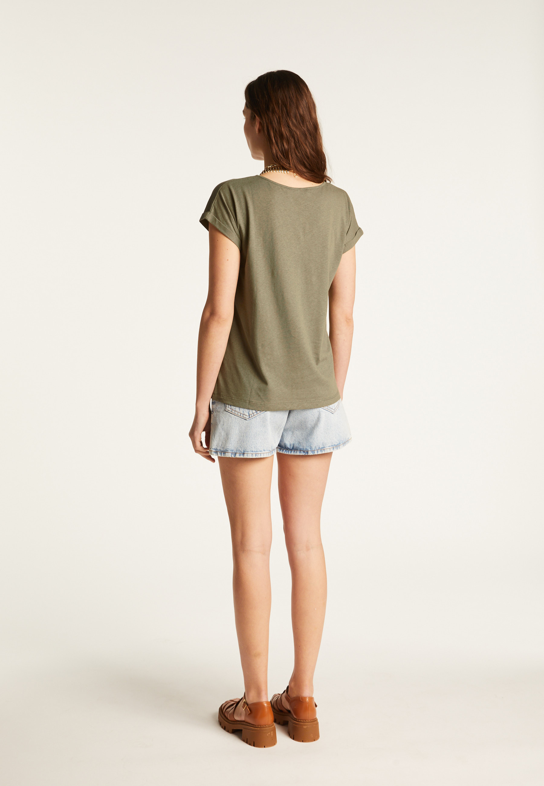 T-shirt col V en coton - Dasha