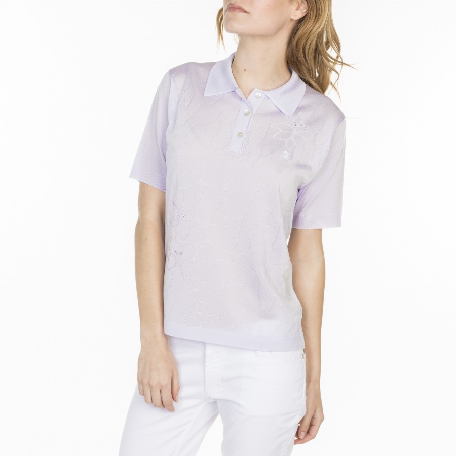 Polo motif géométrique en Fil Lumière - Louise