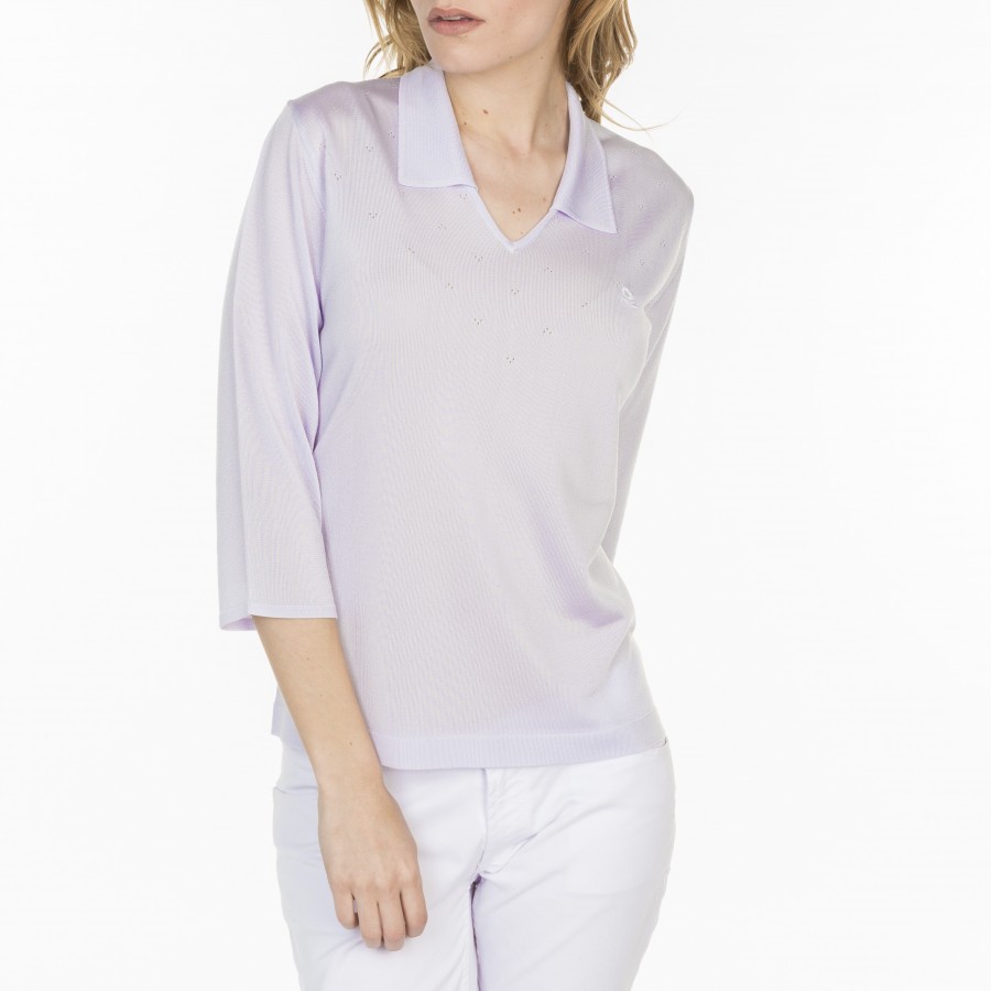 Tshirt col polo en Fil Lumière - Lize