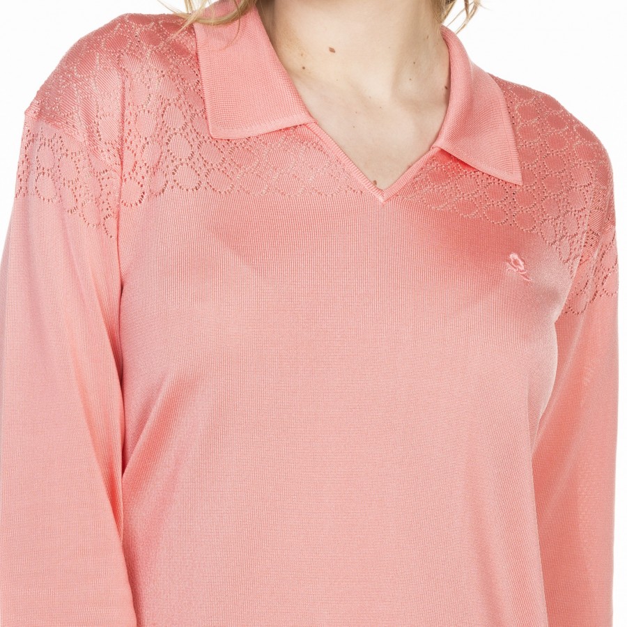 T-shirt col polo en Fil Lumière - Louce