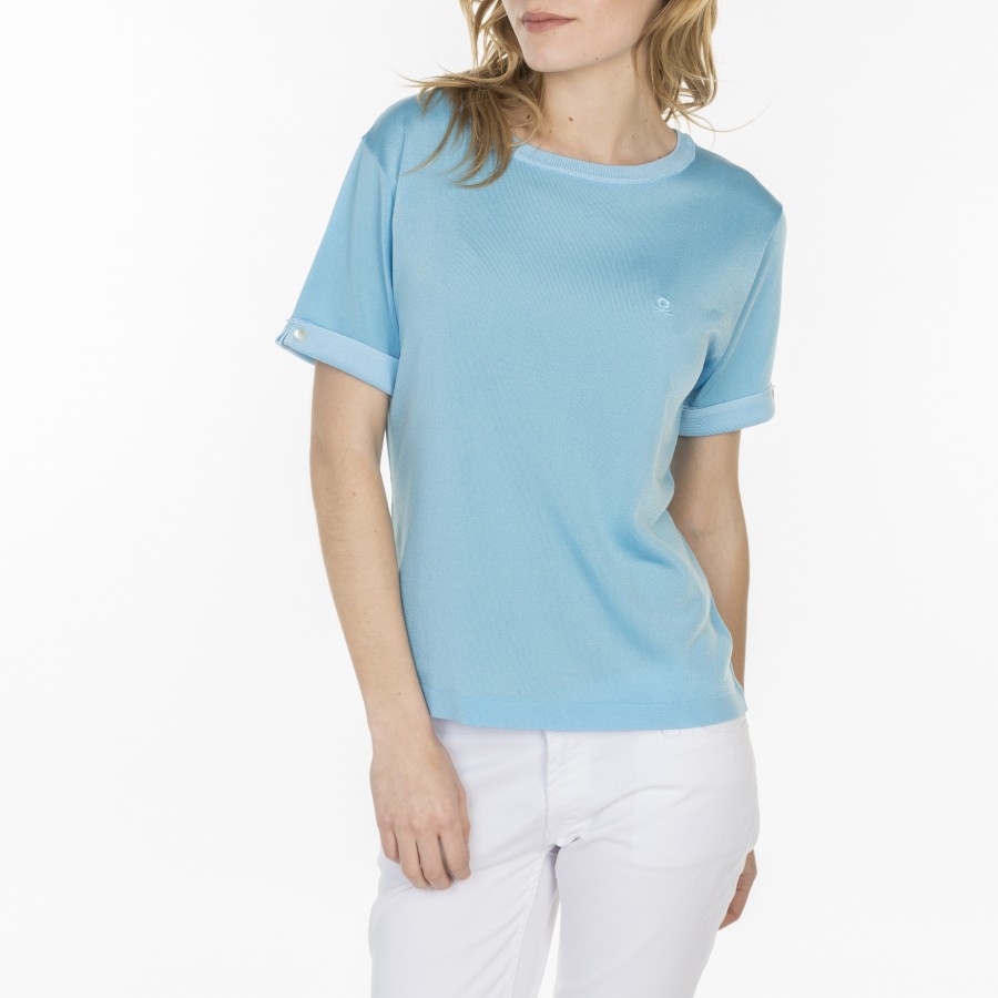 T-shirt uni manches fantaisie en Fil Lumière Laurie