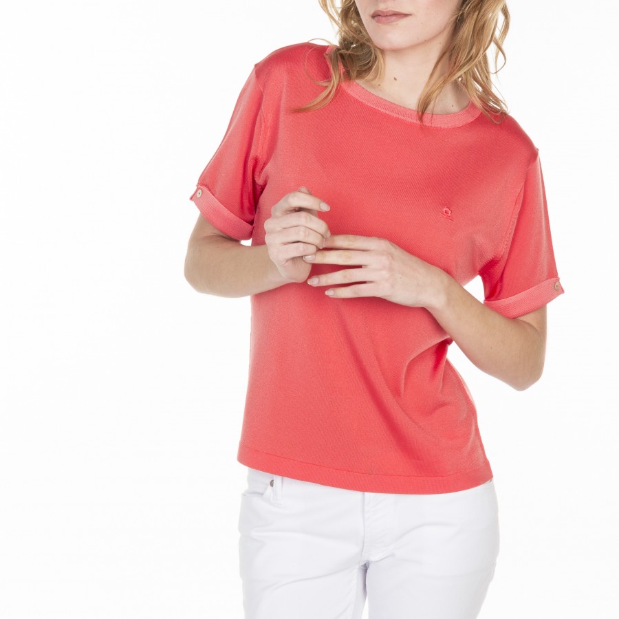 T-shirt uni manches fantaisie en Fil Lumière Laurie