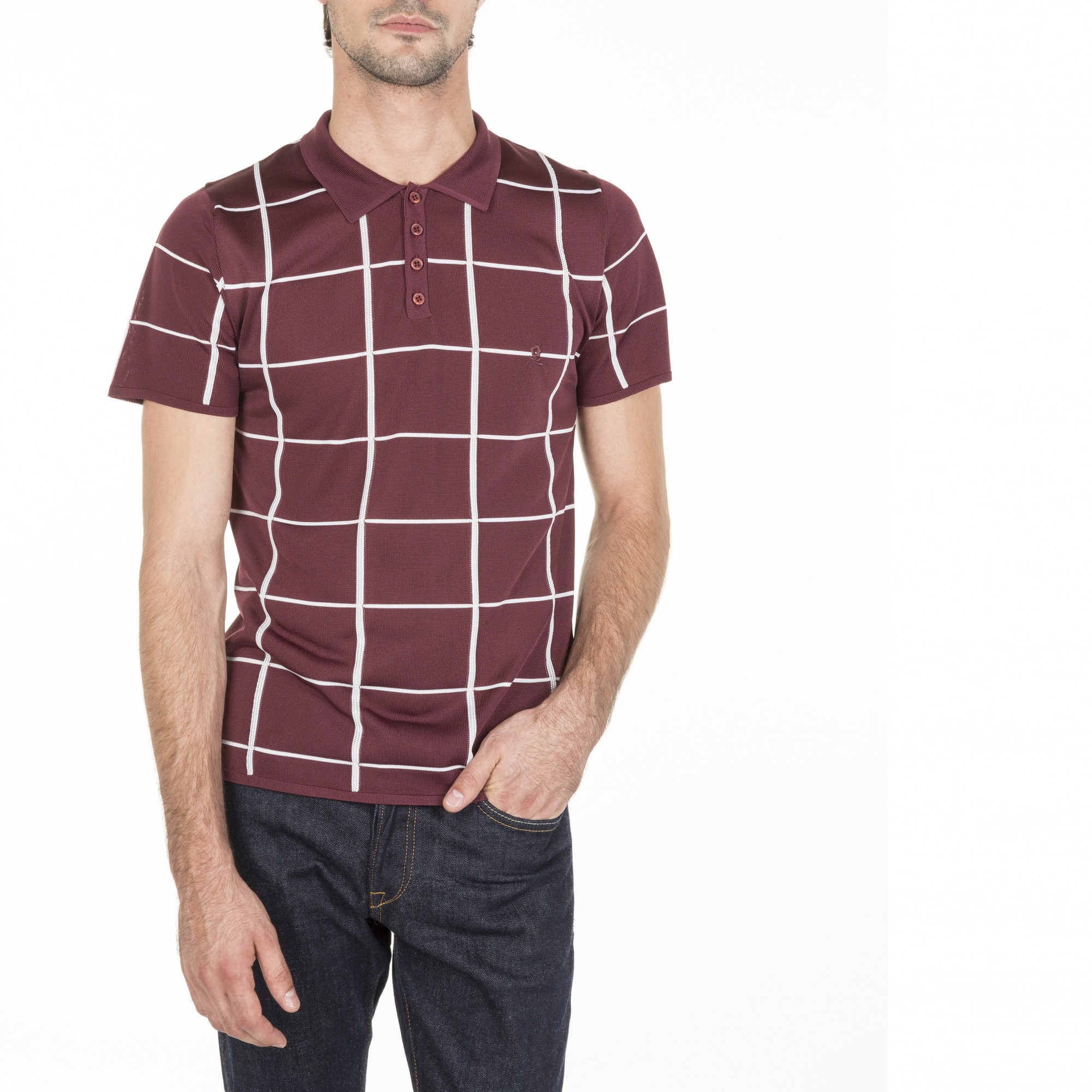 Polo homme carreaux Fil Lumière Marin 6183 nectar - 51 bordeaux