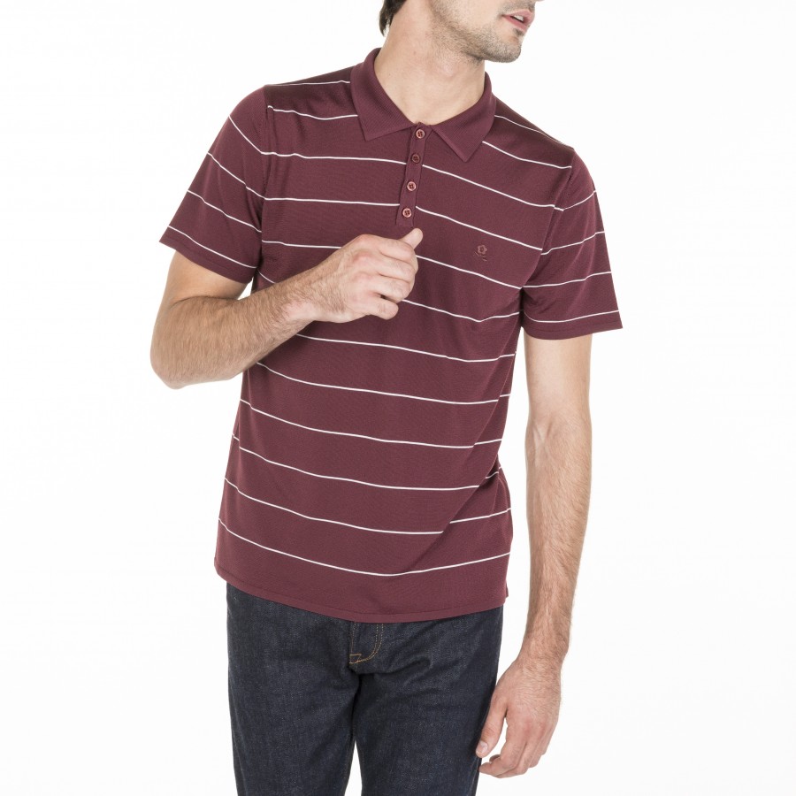Camisa polo listrada em Fil Lumière - Léon