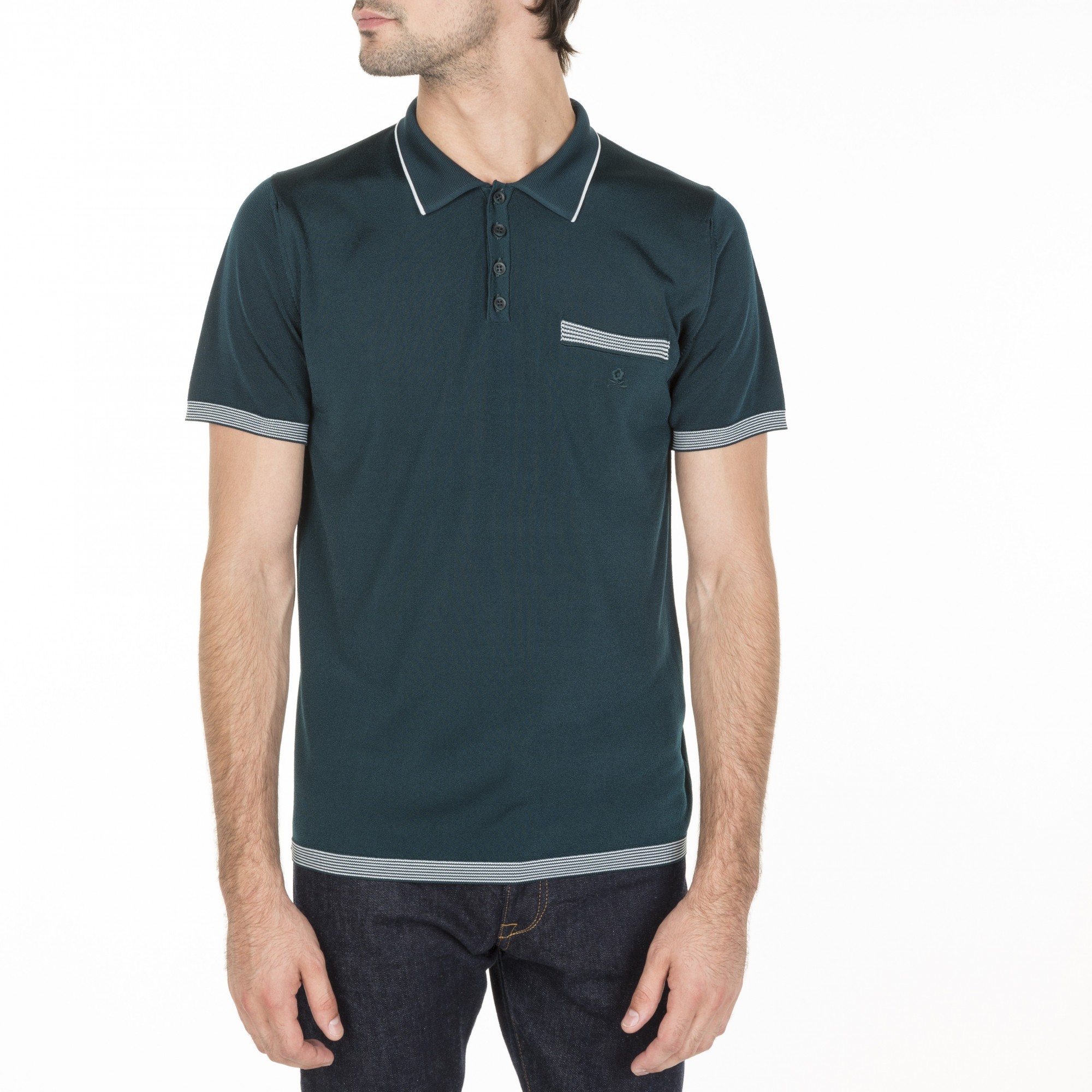 Polo fines rayures Fil Lumière Laurentin 6151 Lutin - 22 Vert moyen