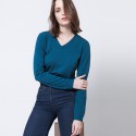 Pull col V Aristote 6153 Emeraude - 06 Bleu moyen