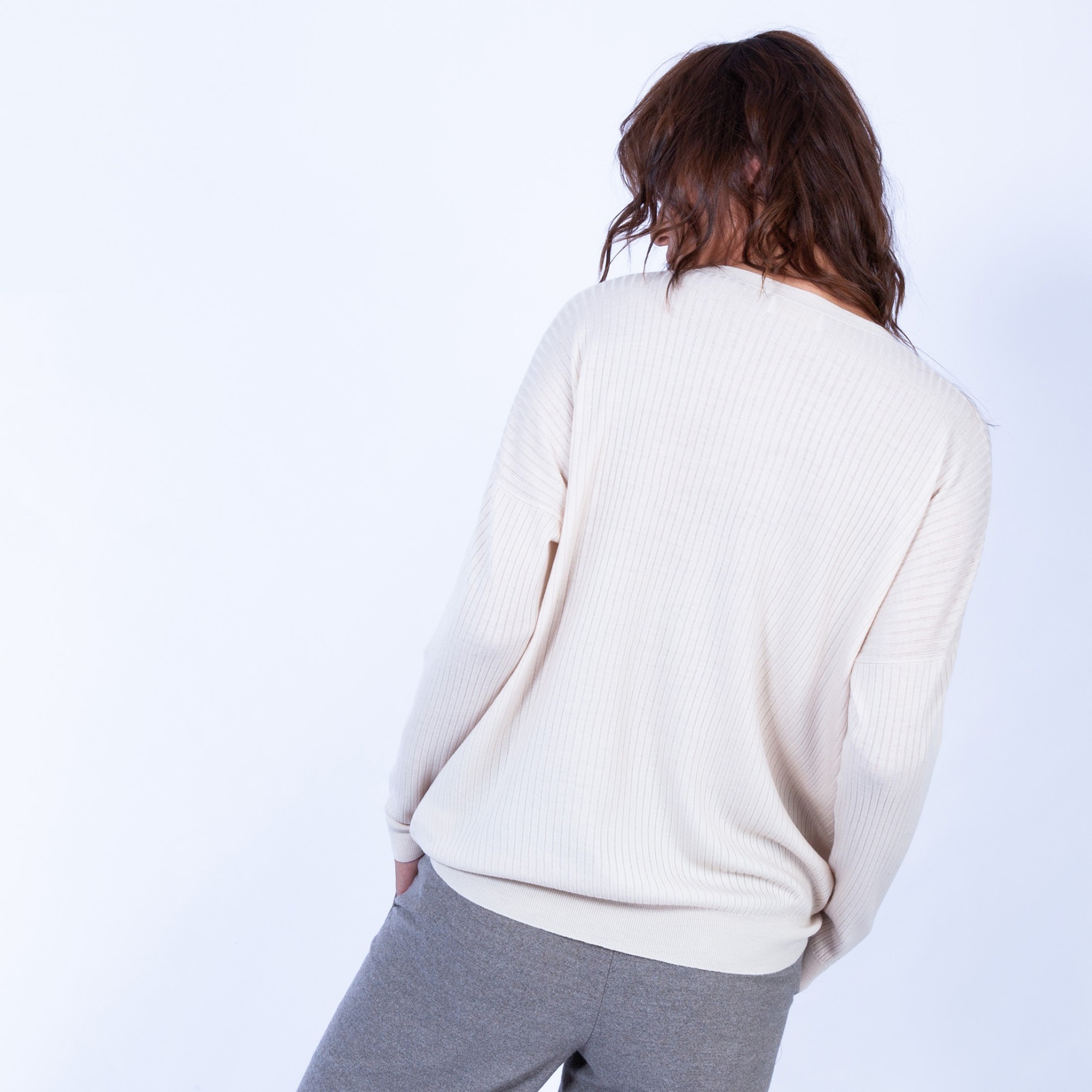 Pull oversize à côtes - Gladys 6360 Perle - 82 Ecru 