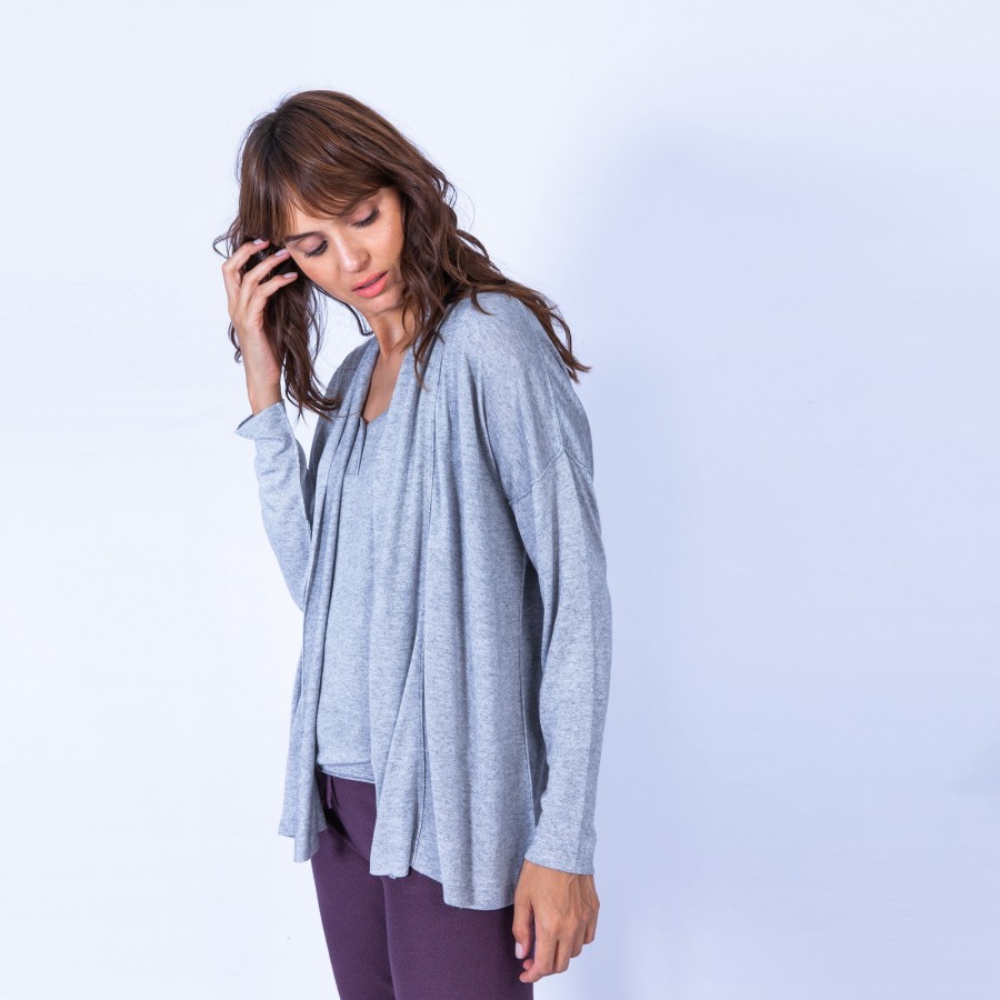 Bamboo cashmere cardigan with shawl collar - Hani