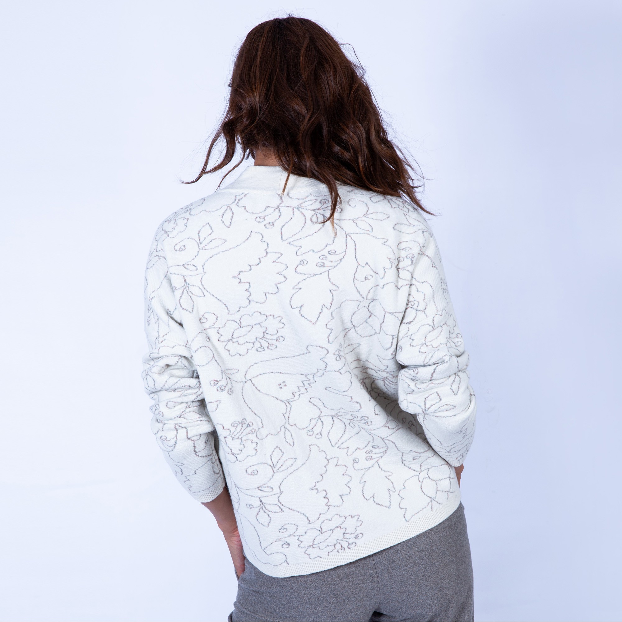 Pull à fleurs Maison Montagut x Martin Morel - Galati 6380 Perle grege - 13 Beige m