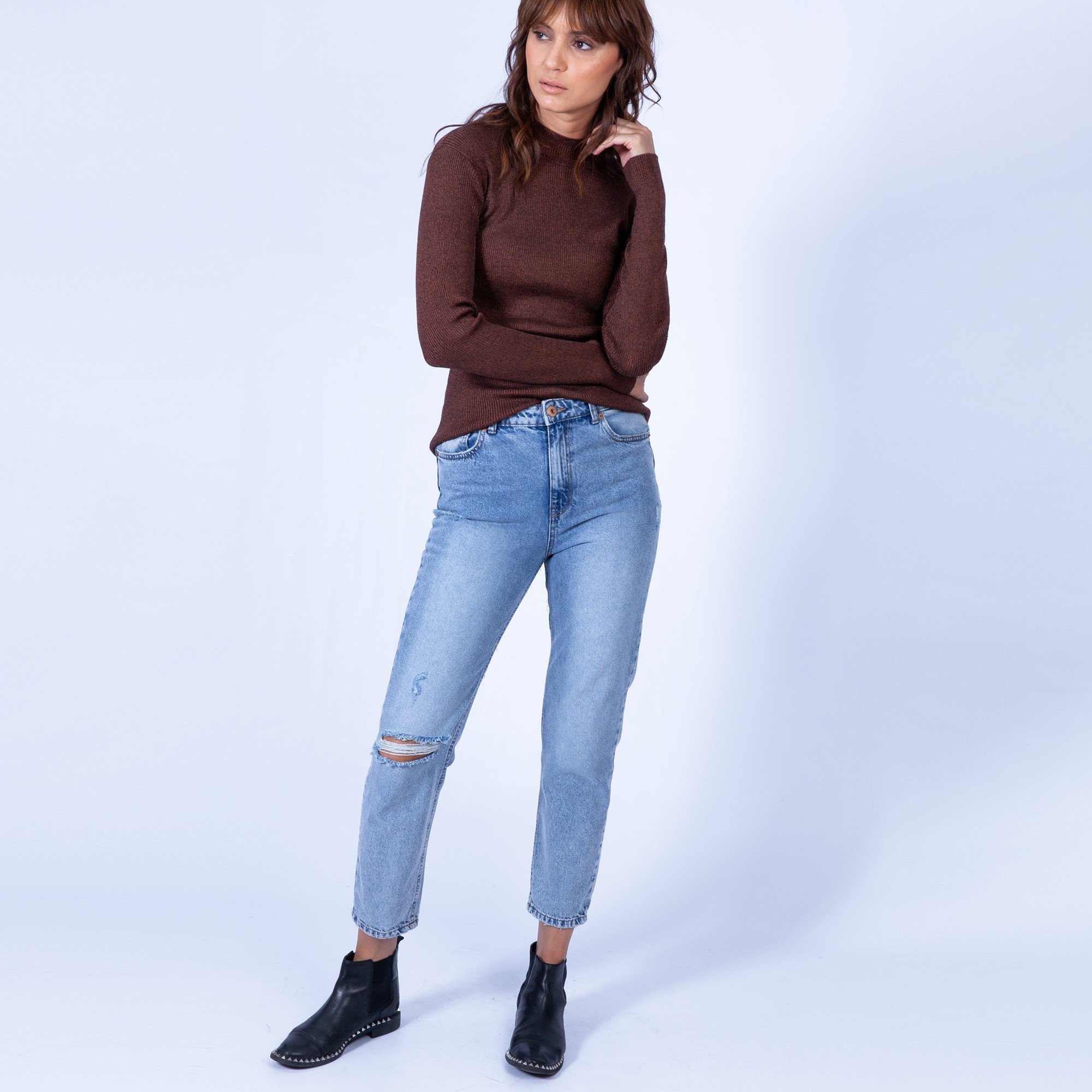 Pull chaussette col montant - Ginette 6371 Santal - 20 Rouge f