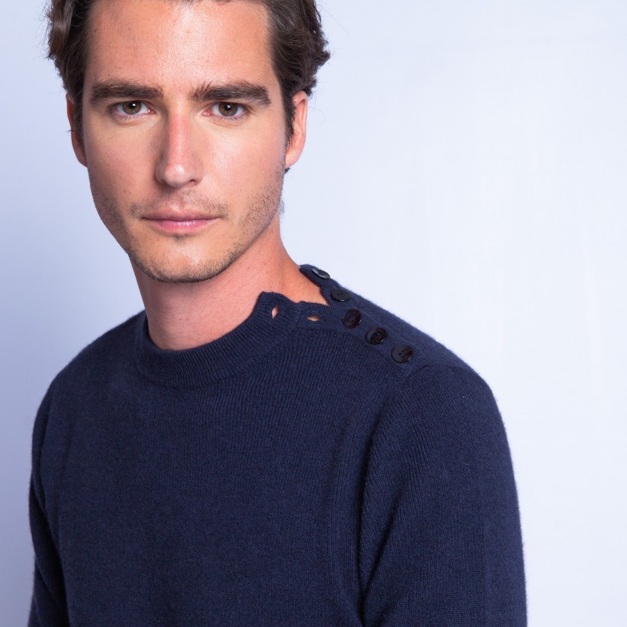 Pull cachemire 4 fils boutons épaules - Fernand