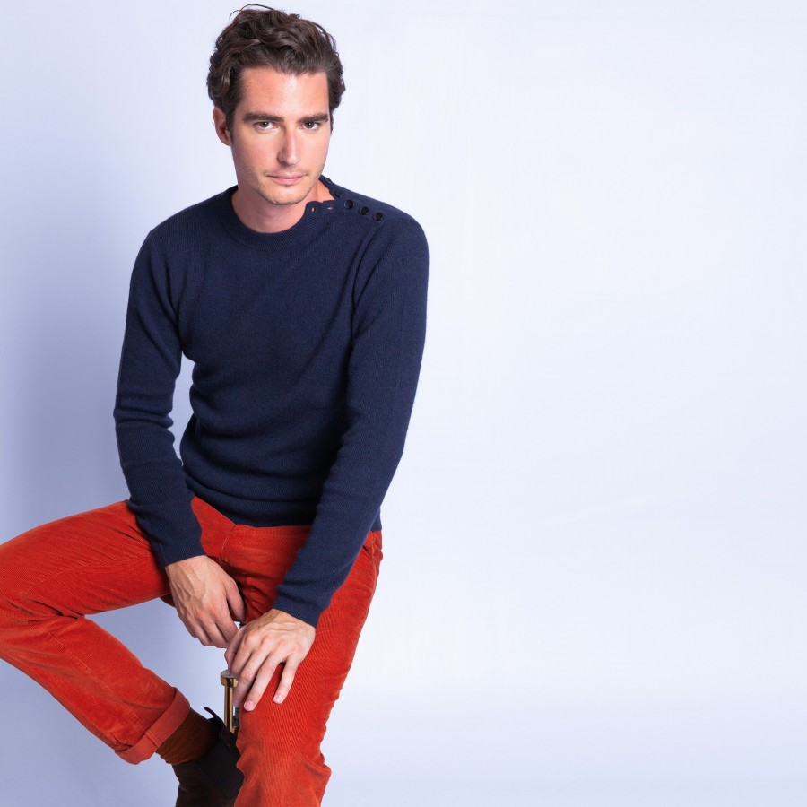 Button shoulder 4 ply cashmere jumper - Fernand