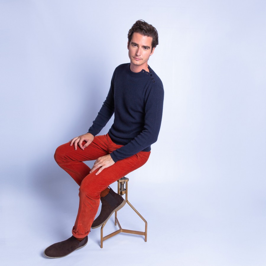 Button shoulder 4 ply cashmere jumper - Fernand