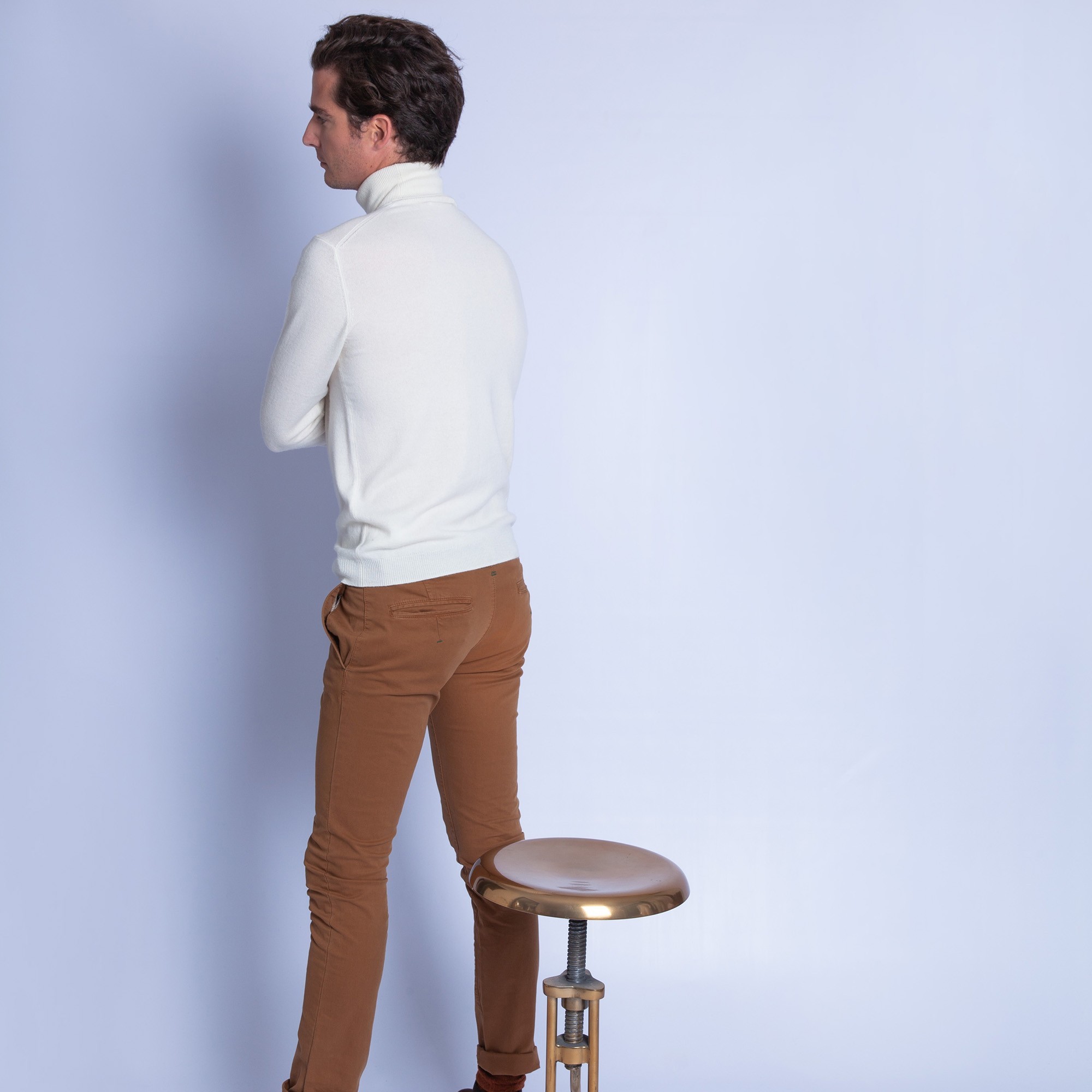 Pull col roulé en cachemire Felipe 6348 calcaire - 82 écru