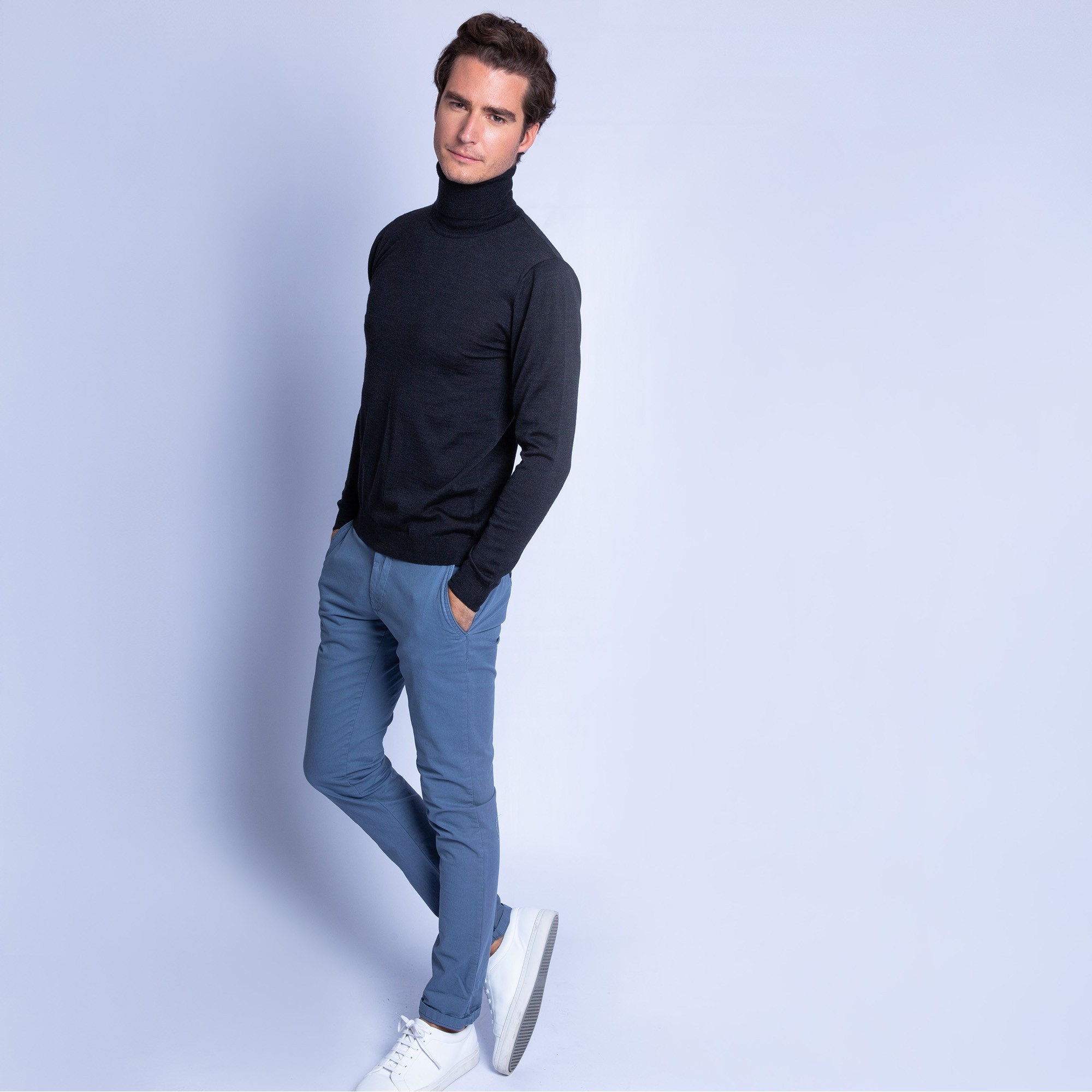 Pull col roulé en laine mérinos Finlay 6346 univers - 10 gris foncé