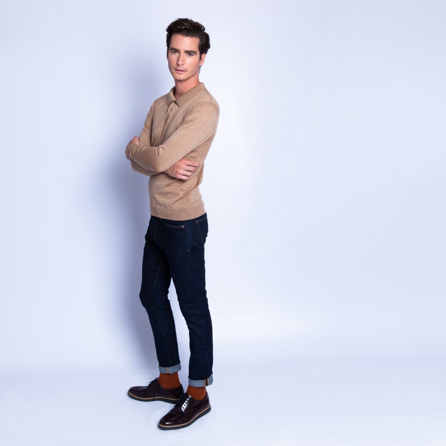 Suéter gola polo de lã merino - Eni