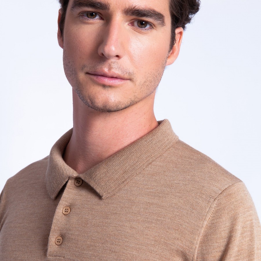 Suéter gola polo de lã merino - Eni