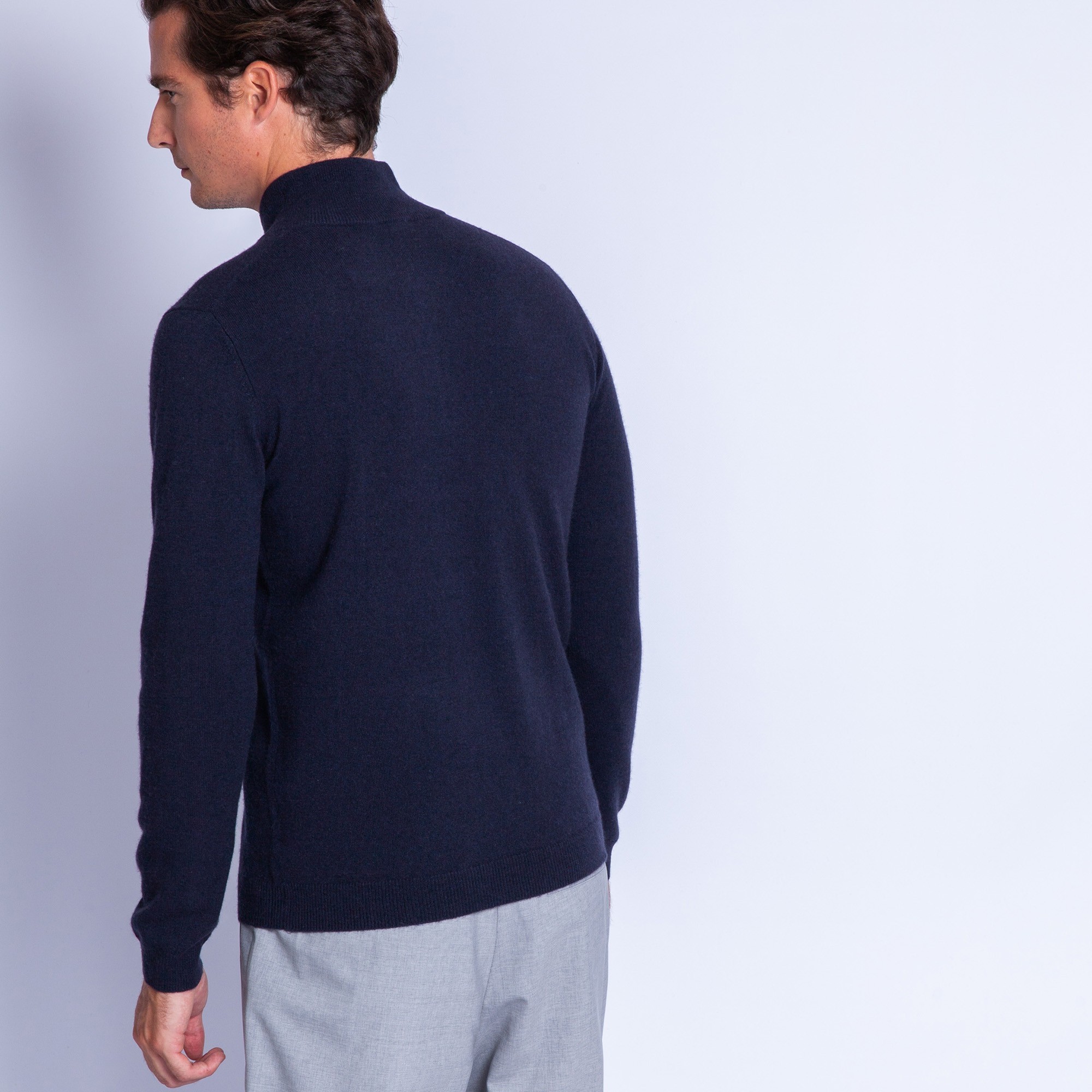 Pull col zippé en cachemire Filip 6340 Marine - 05 bleu marine