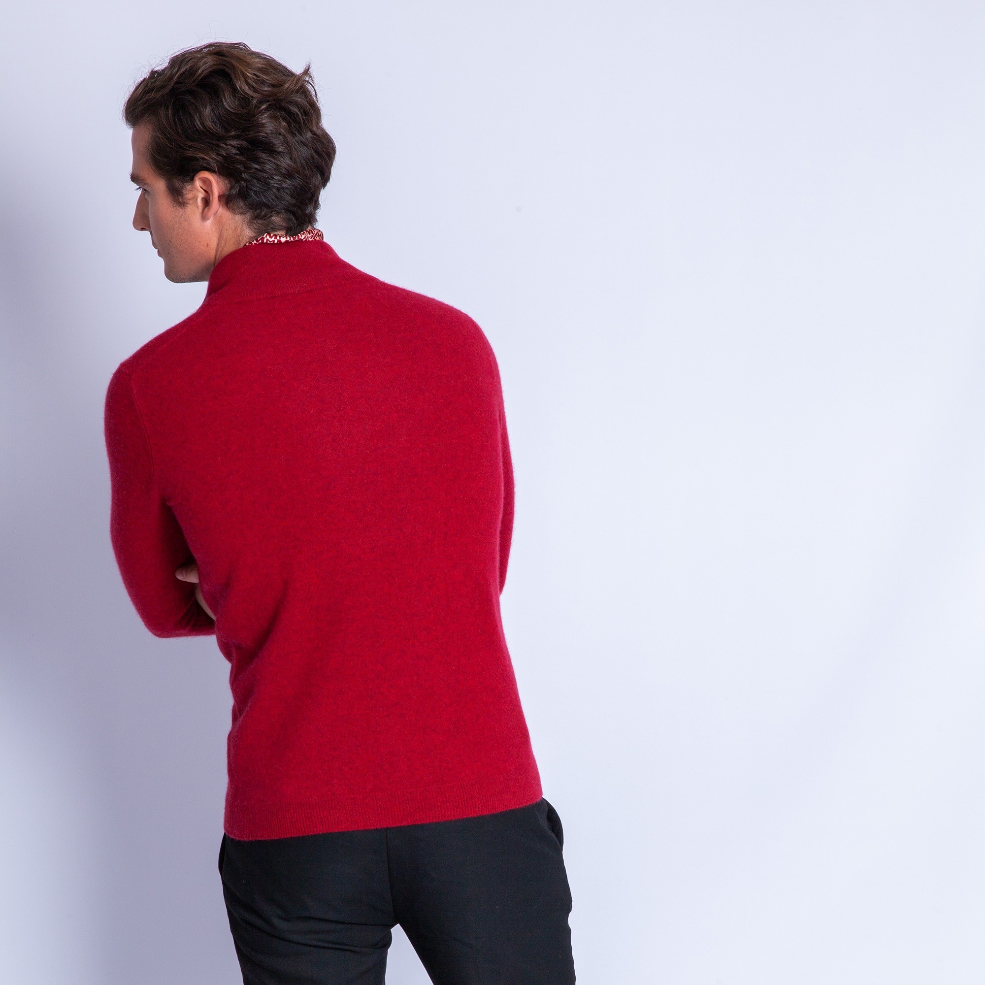 Pull col zippé en cachemire Filip 6343 imperial - 52 rouge