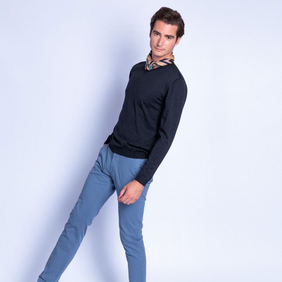 Pull col V en laine mérinos - Elmo