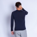 Polo en laine et soie - Ferat 6340 marine - 05 bleu marine