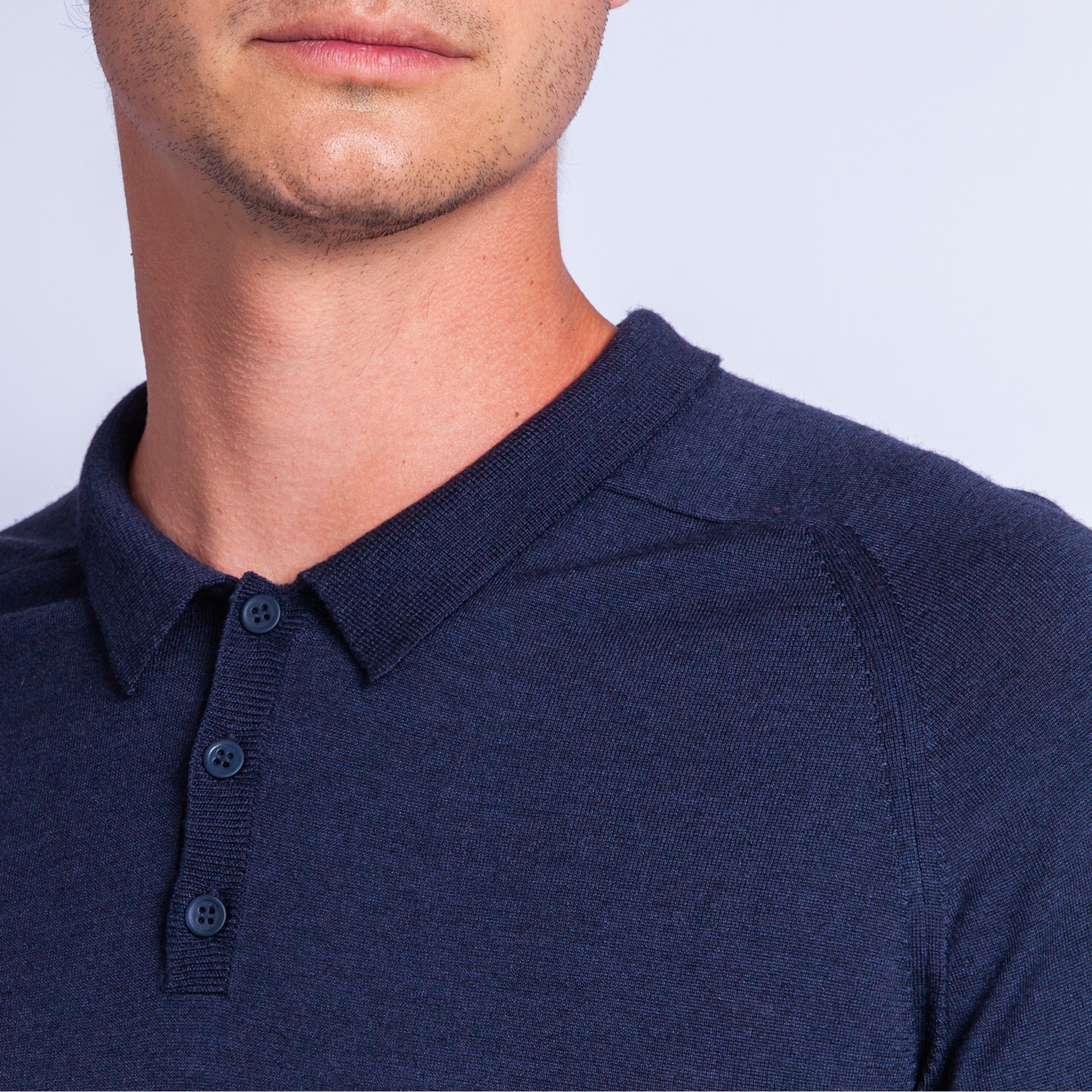 Polo en laine et soie - Ferat 6340 marine - 05 bleu marine