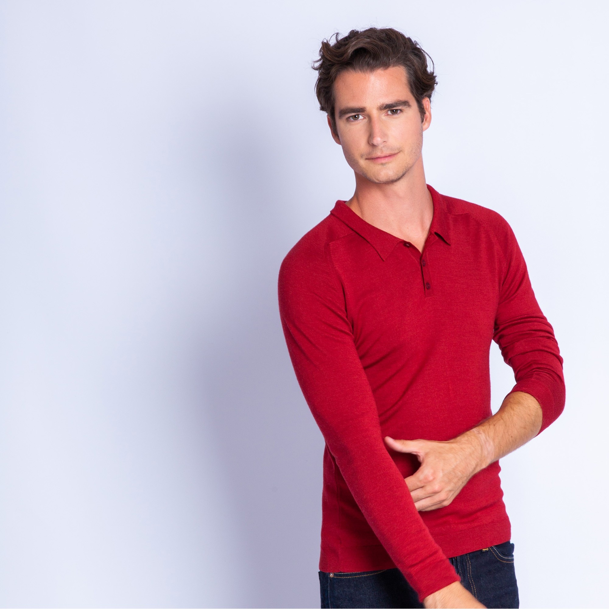 Polo en laine et soie - Ferat 6343 imperial - 52 rouge