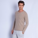 Pull col tunisien en cachemire - Henry 6362 gazelle - 13 beige moyen