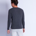 Pull col tunisien en cachemire - Henry 6397 rafale - 09 gris moyen