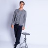 Gilet zippé en coton cachemire - Hiro 6344 rafale - 09 gris moyen